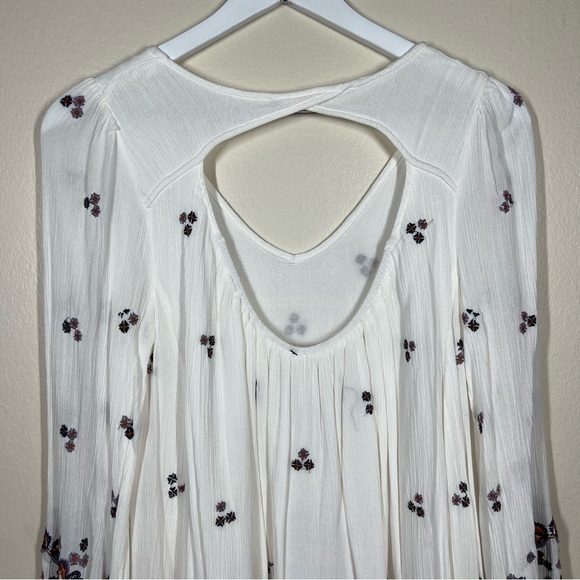 Free People Womens Oxford Boho Embroidered White Floral Flowy Dress NWT Small - Picture 8 of 11